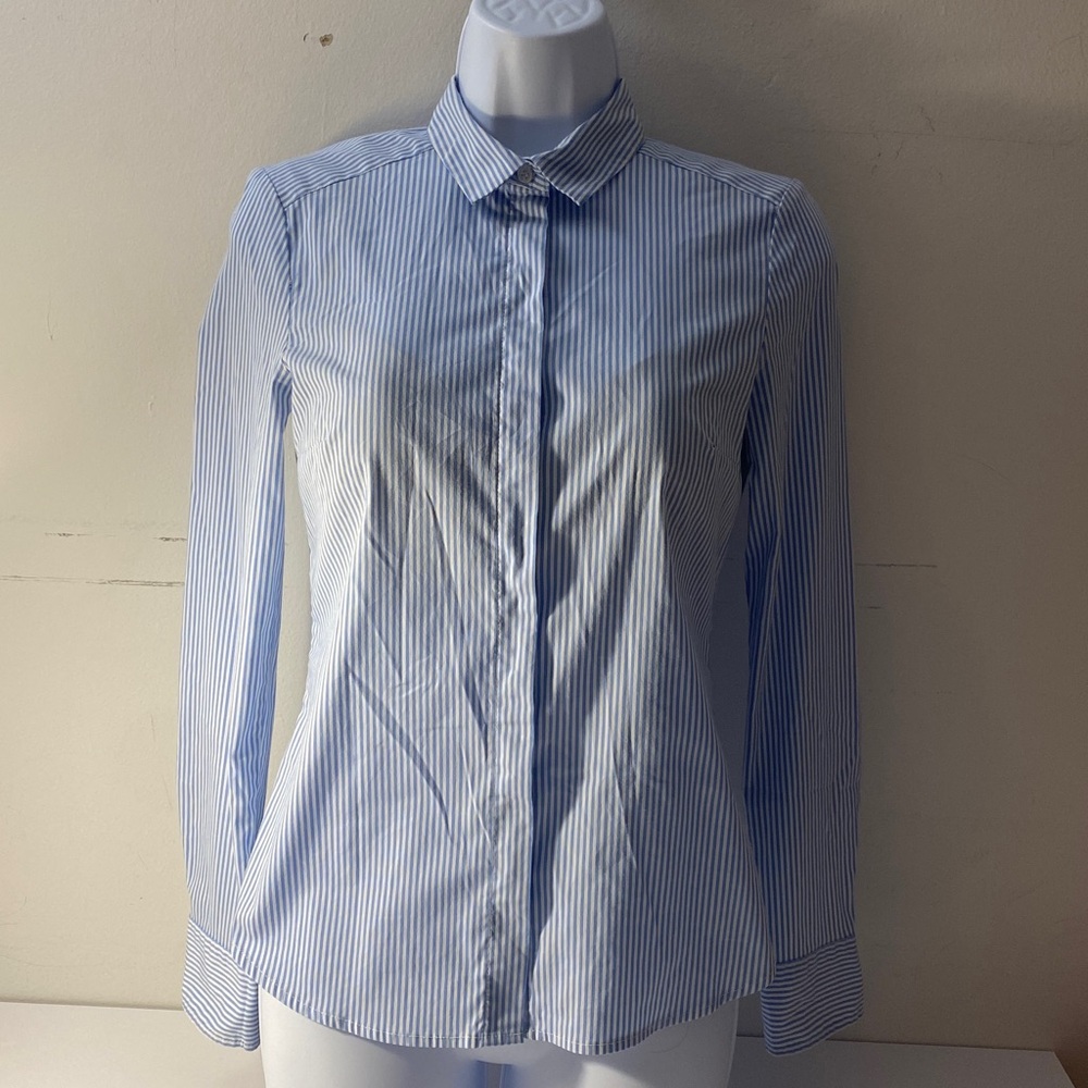 H&M Light Blue and White Striped Shirt